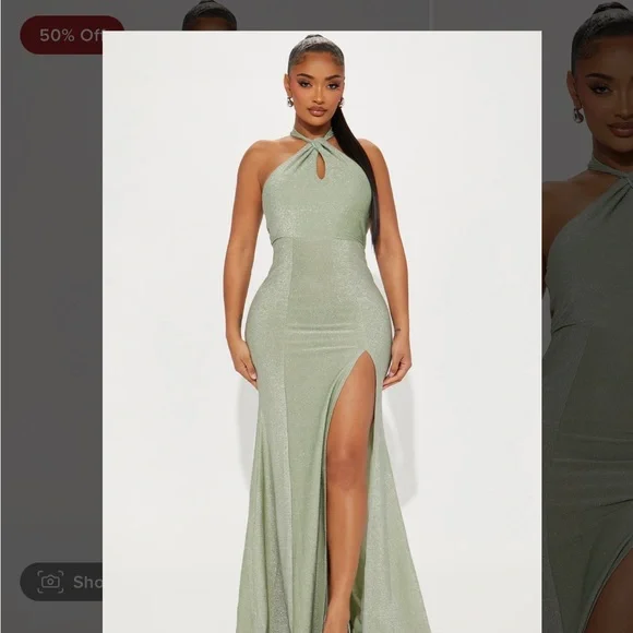 New! Fashion Nova maniju Sage green gown
